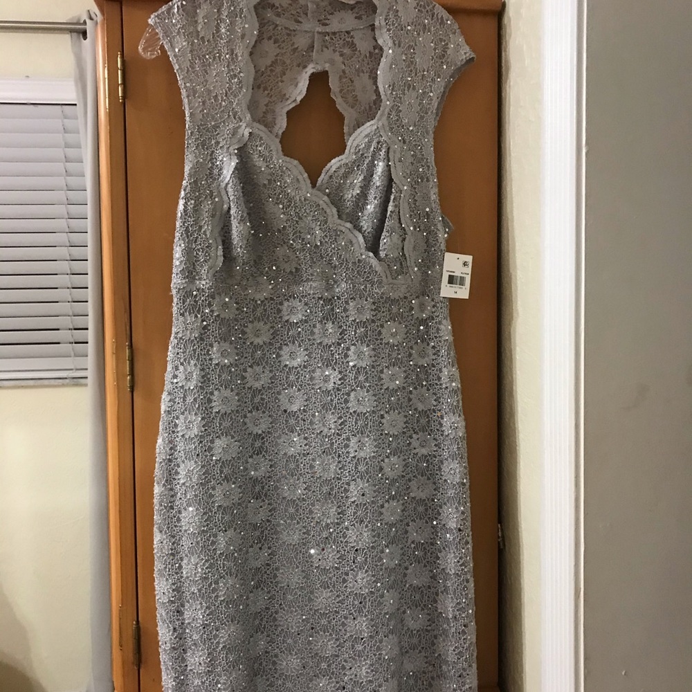 NWT platinum lace sparkle detail party dress